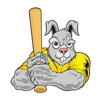 baseball mascot rabbit vector art illustration design