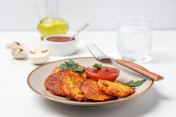 Lunch tasty food concept - delicious hash browns