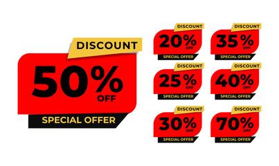 Set Discount tags sale banner label on white background. Vector illustration.