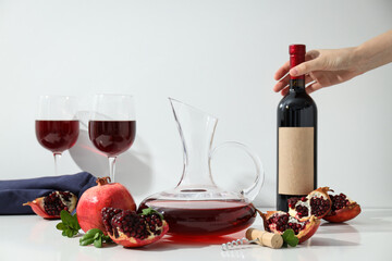 Pomegranate wine, delicious and gourmet alcohol drink