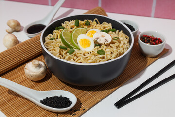 Concept of tasty fast food - instant noodles
