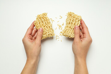 Obraz premium Concept of tasty fast food - instant noodles