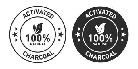 Activated charcoal Icons set in black filled and outlined.