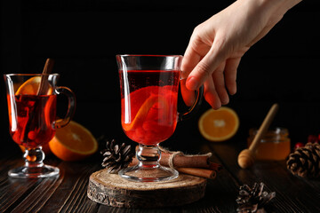 Concept of hot drink - berry and fruit tea