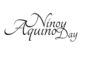 Ninoy Aquino Day handwritten Calligraphy Text isolated on white background. Editable Vector Illustration.  Celebrated on August 21.
