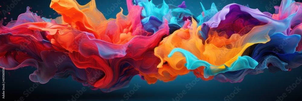 Fototapete a harmonious collision of vibrant color splashes, creating a kaleidoscopic whirlpool