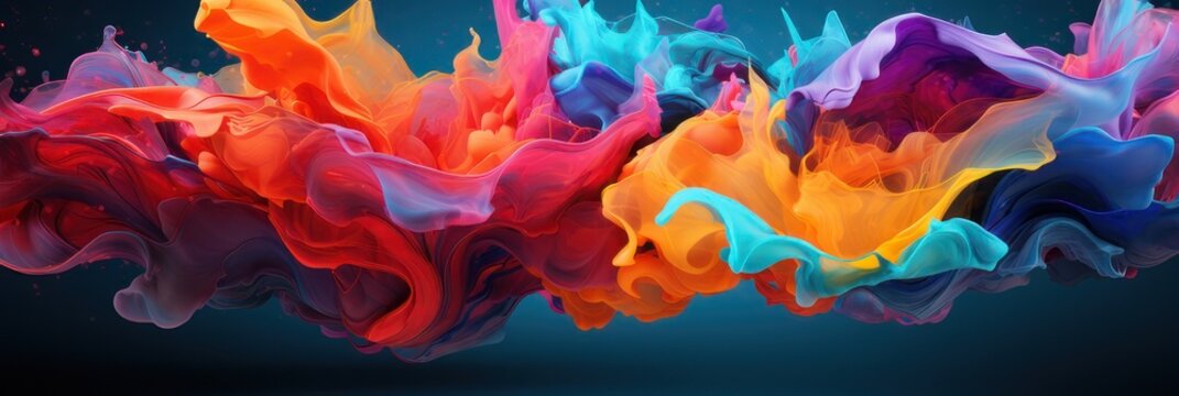 a harmonious collision of vibrant color splashes, creating a kaleidoscopic whirlpool