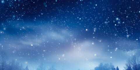 Night Snowy Sky With Moon Gradient And Stars Created Using Artificial Intelligence