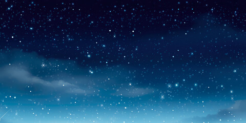 Fototapeta na wymiar Night Snowy Sky With Moon Gradient And Stars Created Using Artificial Intelligence