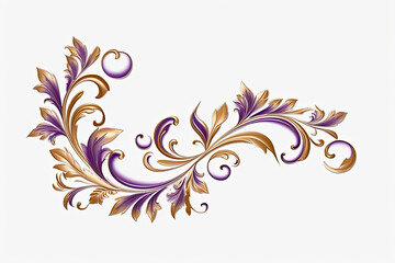 Fototapeta premium A purple and gold border with purple flowers, Generative AI