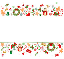 Christmas horizontal card with realistic decorations
