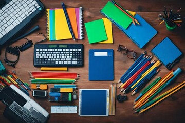 stationery isolated on white background Back to school concept - school office supplies generated ai