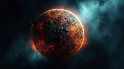 A dying planet against the backdrop of vast space