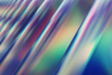 Iridescent stripes background. Colorful abstract gradient backdrop, selective focus, 3d render - 651065632