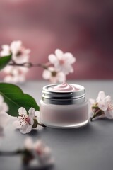 Obraz na płótnie Canvas Natural skincare cosmetics cream jar background