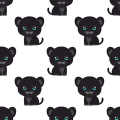 seamless vector pattern with cute panther