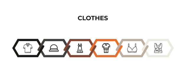 chemise, boxers, pyjamas, pijama, bra, top hat outline icons. editable vector from clothes concept. infographic template.