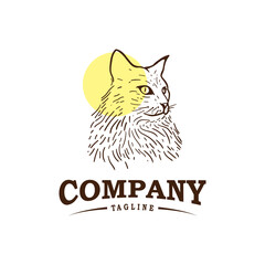Cat hand drawn logo  - Vector