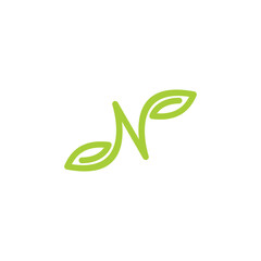 N Leaf Logo Design. N Initial Logo