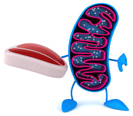 Fun 3D cartoon mitochondria character - obrazy, fototapety, plakaty