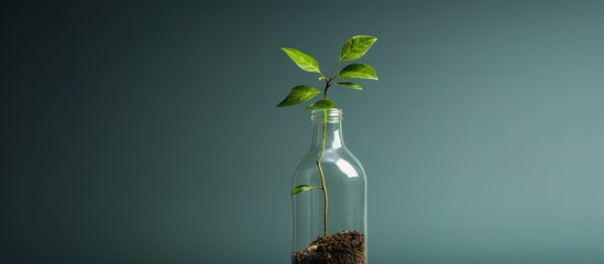 Recycled bottle with plant image - obrazy, fototapety, plakaty