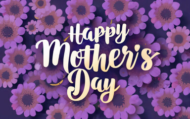 Elegant Purple Flower Happy Mothers day Poster Generative AI