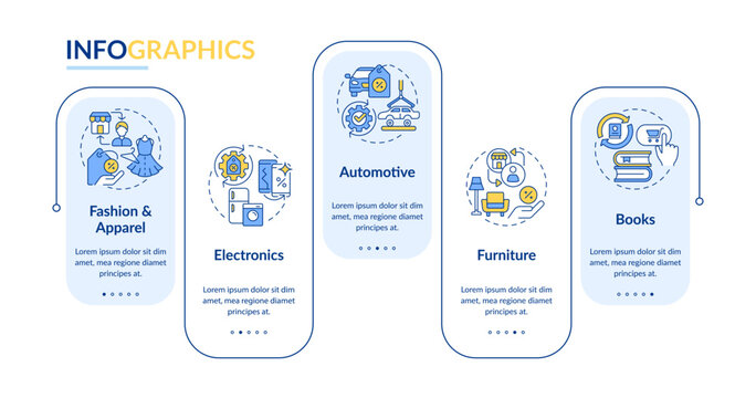 2D C2C vector infographics template, data visualization with 5 steps, process timeline chart.