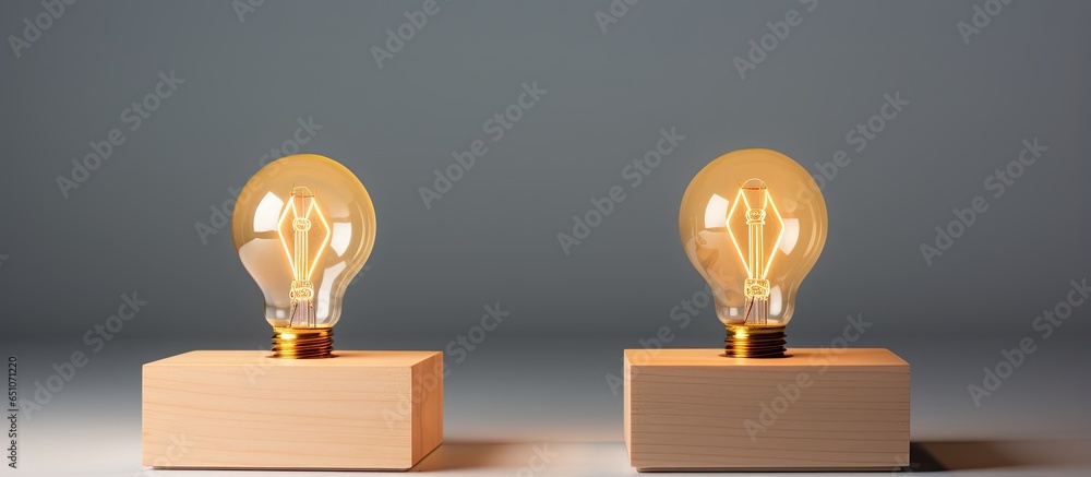 Poster problem solving creativity and innovation depicted by wooden cubes 2 with question marks and one wit