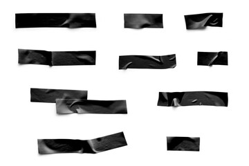 Realistic Black Tape Collection Isolated Background