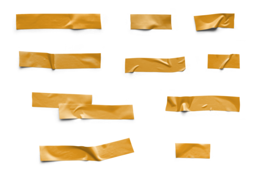 Realistic Orange Tape Collection Isolated Background