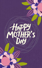 Fototapeta premium Elegant Purple Flower Happy Mothers day Poster Generative AI