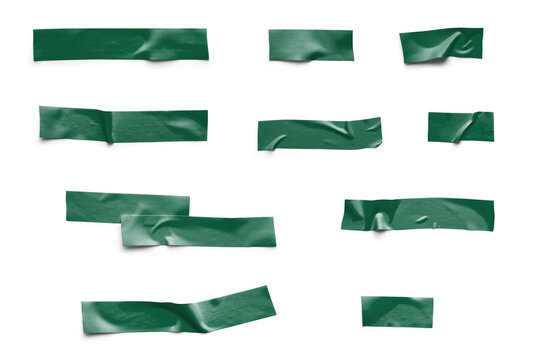Realistic Green Tape Collection Isolated Background