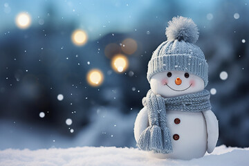 Snowman on the snow, cute snowman for happy christmas and new year festival wallpaper, snowman smiling, Cute new year, christmas holiday
