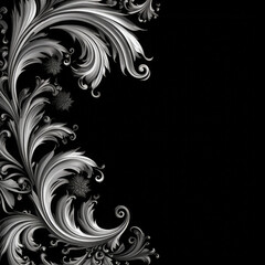 Fototapeta premium Black elaborate filigree corner borders on white Background, AI Generated