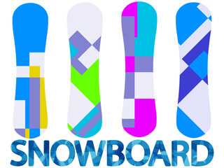 Obraz premium a set of multicolored snowboards
