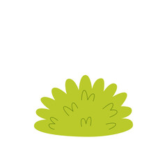 Vector picture of cute green shrub on white background.