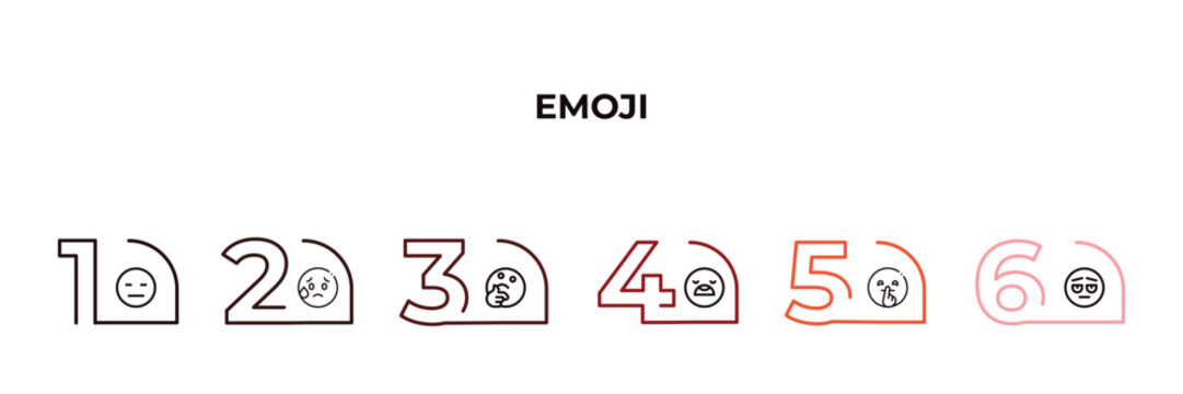 Emoji Without Mouth, Scared Emoji, Wondering Emoji, Stress Secret Sad Outline Icons. Editable Vector From Concept. Infographic Template.