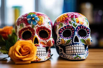 Tuinposter Painted skull for the Mexican Day of the Dead. © Zaleman
