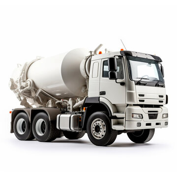 Cement delivery lorry. Concrete mixer truck isolated on white background.