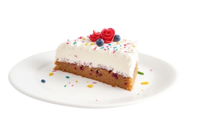 Obraz na płótnie Canvas Delicious Slice of Birthday Cake on a Transparent Background Png
