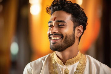 indian man smiling in traditional look
