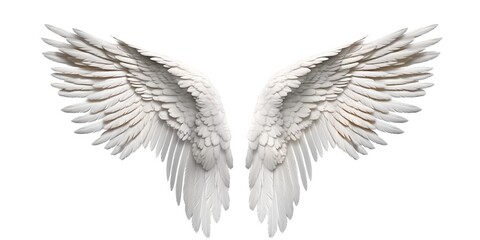 Obraz premium White wings on white background, generative ai.