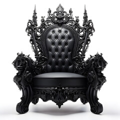 Black throne chair isolated on white background. Luxury vintage king chair. antique armchair