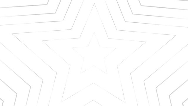 Animated increasing silver stars appear from the center.  Background from linear symbol. Looped video. Vector illustration isolated on white background.