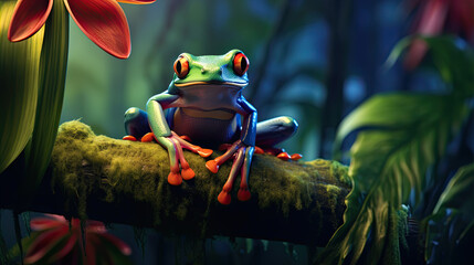 Tree Frog sitting on plant, Indonesia
