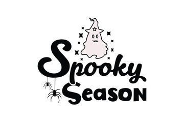 Spooky Season Halloween T-shirt Design. Witch, spooky, ghost vector illustration.