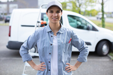 portrait of female delivery driver
