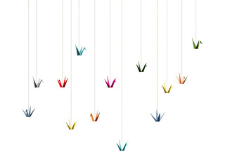 isolated bird origami