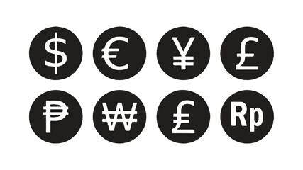 world currency symbol dollar euro and yen 