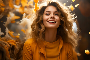 Woman with long hair and yellow shirt smiling at the camera.